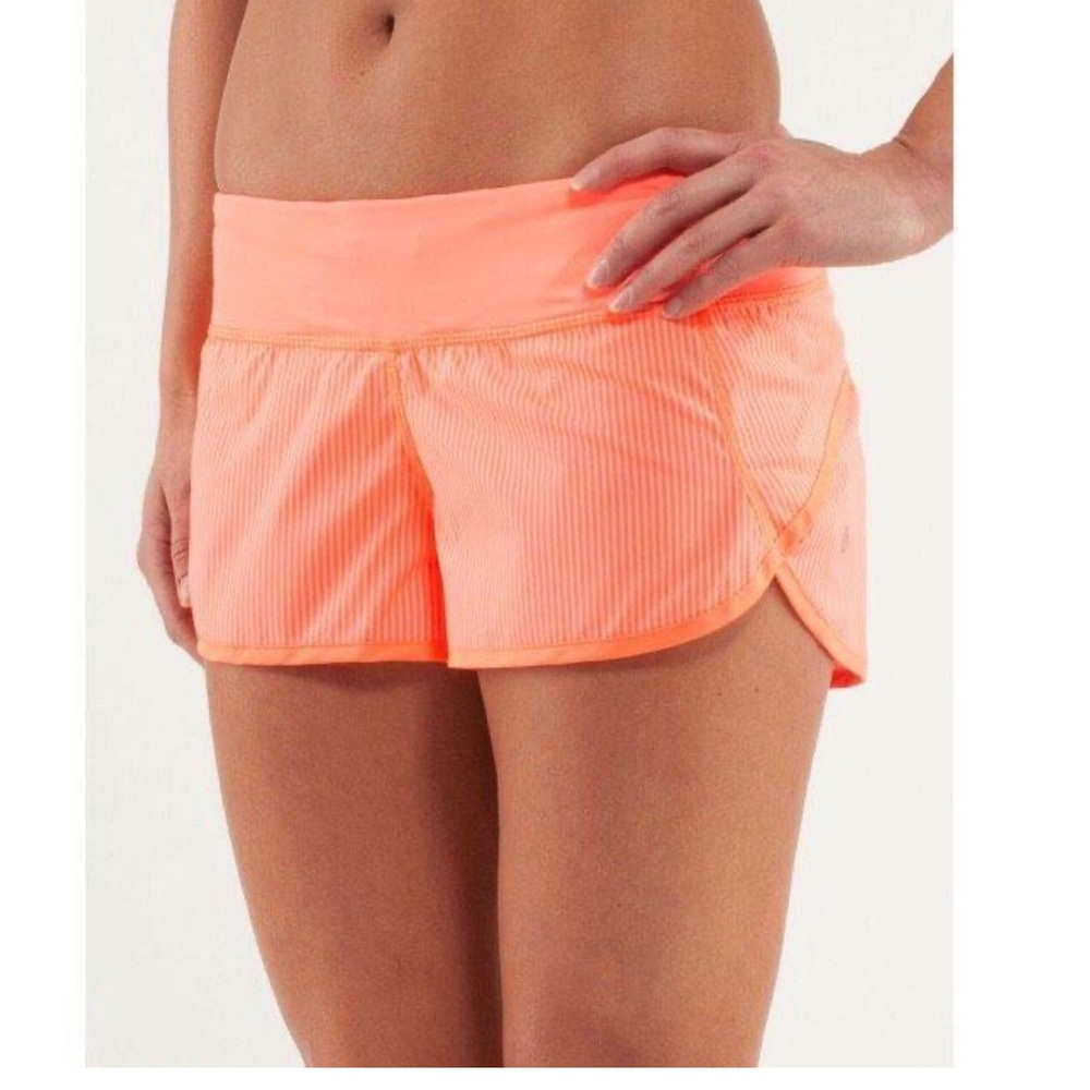 Lululemon Speed Short Wagon Stripe Pop Orange sz 4